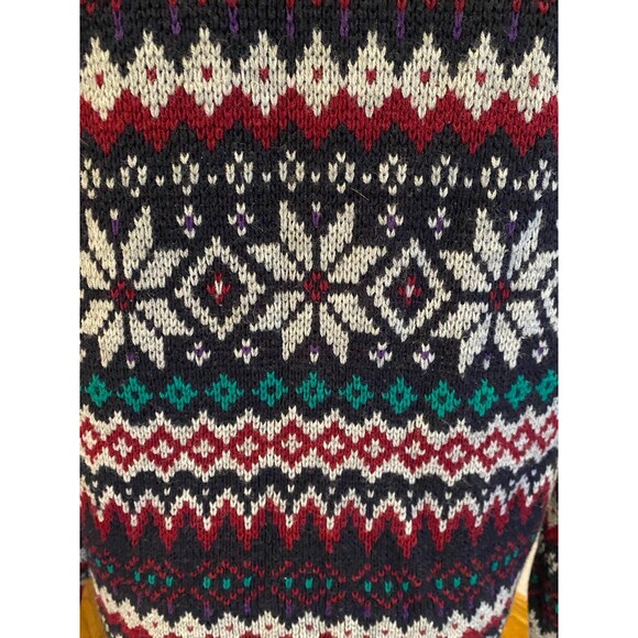 Vintage Steep Slope Ski Sweater Crew Neck Winter Snowflake Pattern Size Medium - Picture 6 of 10
